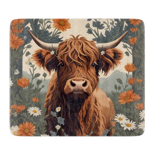 Cute Vintage Highland Cow  Cutting Board