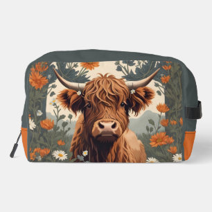 Cute Vintage Highland Cow Dopp Kit