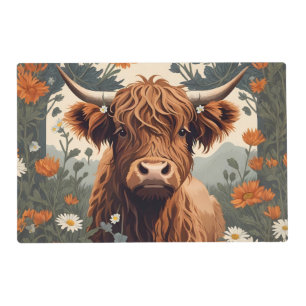 Cute Vintage Highland Cow Placemat