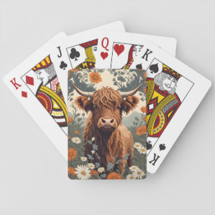 Cute Vintage Highland Cow  Playing Cards