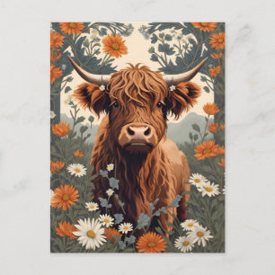 Cute Vintage Highland Cow Postcard
