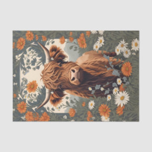 Cute Vintage Highland Cow Tissue Paper