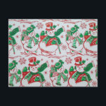 Cute Vintage Holiday Snowmen Postcard<br><div class="desc">Cute vintage MCM holiday snowmen dressed in red and green on a clean white background say hello!</div>