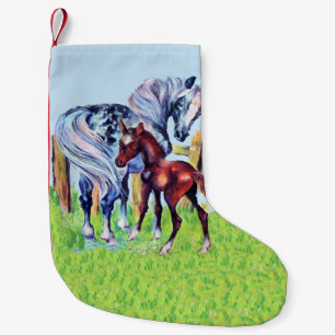 Cute Vintage Horses Mom Baby Small Christmas Stocking
