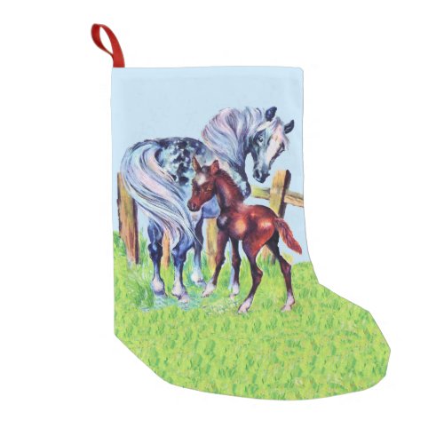 Cute Vintage Horses Mom Baby Small Christmas Stocking