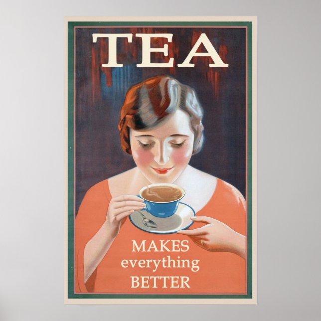 Cute Vintage Hot Tea Poster (Front)