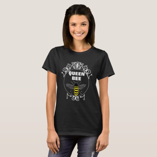 Cute Vintage Inspired Queen Bee Girly Fun Graphic T_Shirt