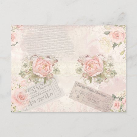 Cute Vintage-inspired Roses And Tickets  Postcard