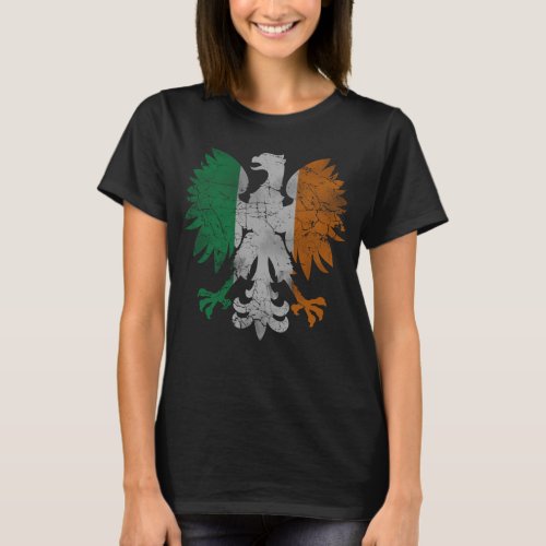 Cute Vintage Irish Polish Heritage Eagle Flag T_Shirt