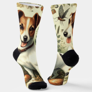 Cute Vintage Jack Russell Terrier Socks