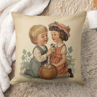Cute Vintage Kids Throw Pillow