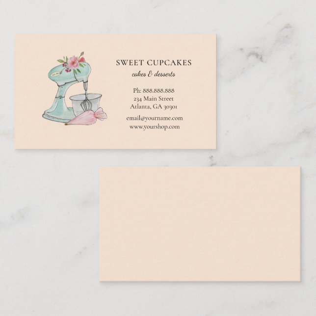 Cute vintage Kitchen mixer bakery  Business Card (Front/Back)