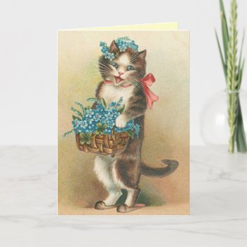 Cute Vintage Kitten Card by DoggieAvenue at Zazzle
