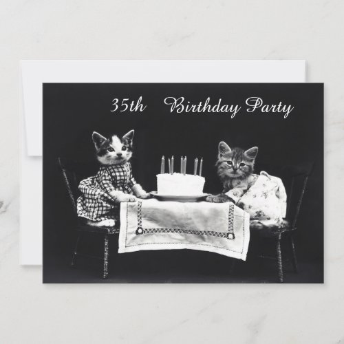 Cute Vintage Kittens 35th Birthday Party Invitation