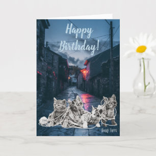Cute vintage Kittens Photo Birthday Card