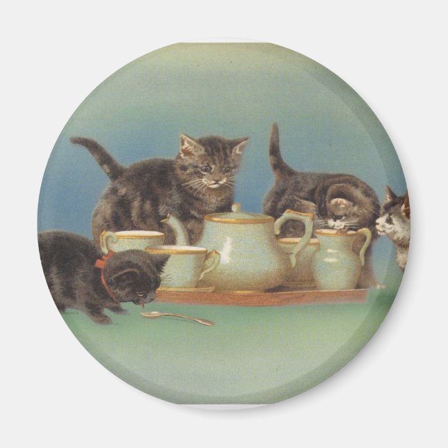 Cute Vintage Kitties Magnet (Front)