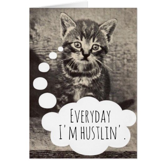 Cute Vintage Kitty Hustling Hustlin Hustle Blank (Front)