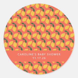 Cute Vintage Lemons Orange Custom Baby Shower Classic Round Sticker