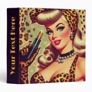 Cute Vintage Leopard Print Girl 3 Ring Binder