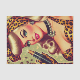 Cute Vintage Leopard Print Girl Tissue Paper