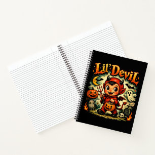 Cute Vintage Lil' Devil Halloween College Ruled Sp Notebook