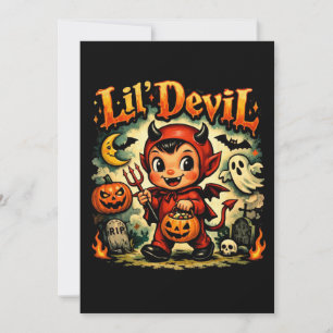 Cute Vintage Lil Devil Halloween Greeting Card
