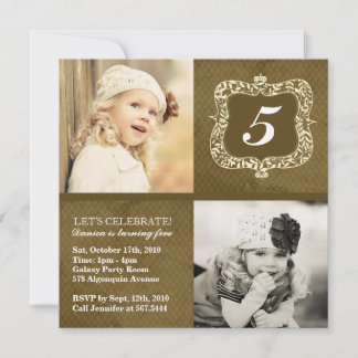 Cute Vintage Little Girls Birthday Invitation