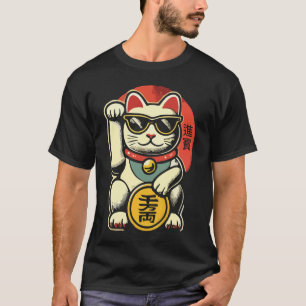Cute Vintage Maneki Neko Lucky Cat, Success Money T-Shirt