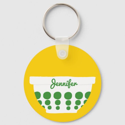 Cute Vintage Mixing Bowl Personalized Keychain