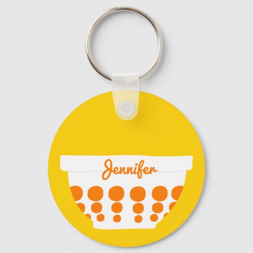 Cute Vintage Mixing Bowl Personalized Keychain