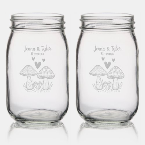 Cute Vintage Mushrooms Personalized Wedding