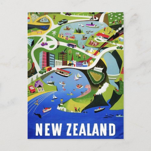 Cute Vintage New Zealand Travel Postcard