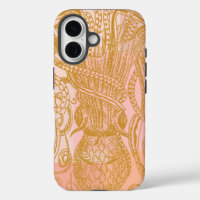 Cute Vintage Octopus Line Art Illustration in Pink