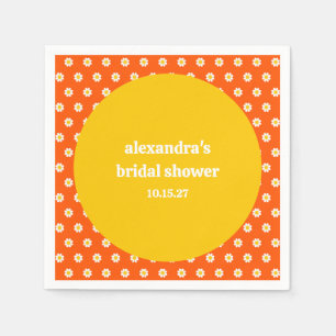 Cute Vintage Orange Daisies Bridal Shower Custom Napkins