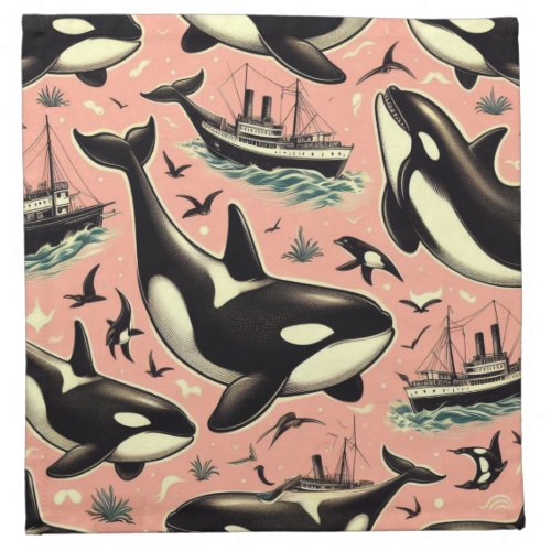 Cute Vintage Orca Pattern Cloth Napkin