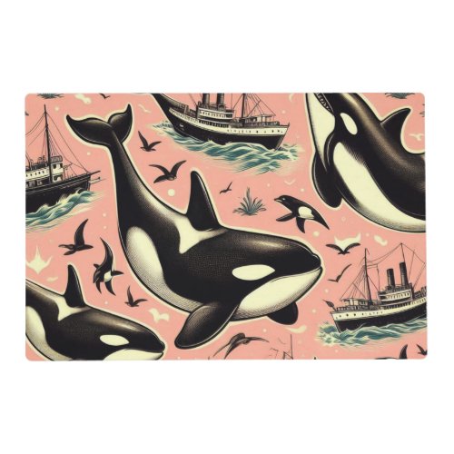 Cute Vintage Orca Pattern Placemat