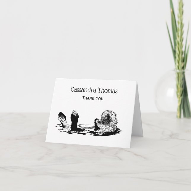Cute Vintage Otter Thank You Card (Front)