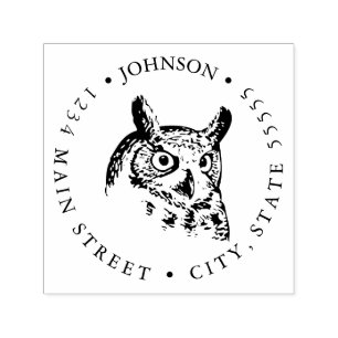 Cute Vintage Owl Illustration Return Label Self-inking Stamp