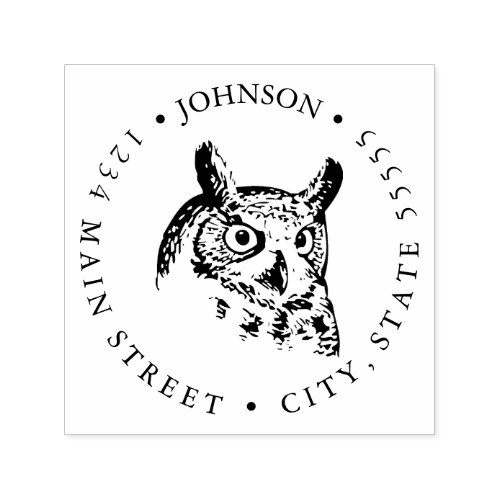 Cute Vintage Owl Illustration Return Label Self_inking Stamp