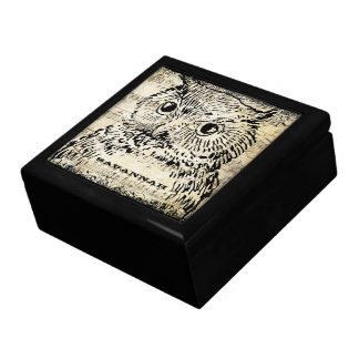 Cute Vintage Owl On Antique Music Sheet Keepsake Box