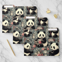 Cute Vintage Panda Floral