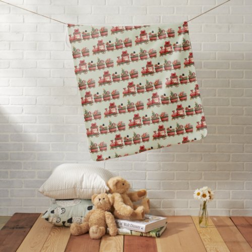 Cute Vintage Pattern Christmas Train with Toys Baby Blanket