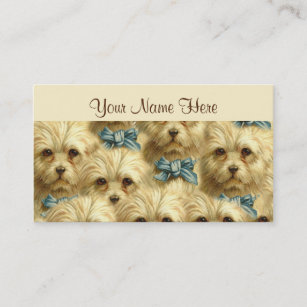 Cute Vintage Pedigree Dog Terrier Portrait Collage Business Card