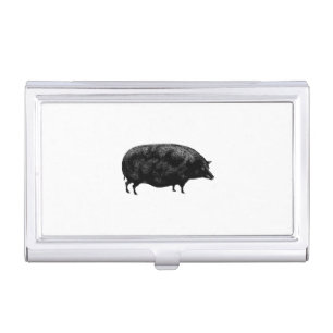 Cute Vintage Pig Business Card Case