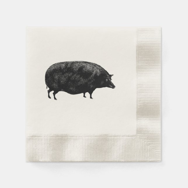 Cute Vintage Pig Napkins (Front)