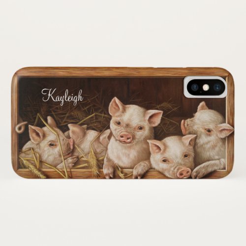 Cute Vintage Piglets Farm Scene Prang Co  Name iPhone X Case