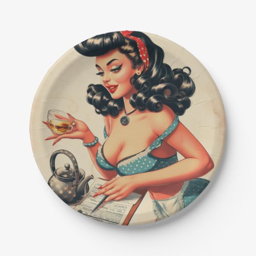 Cute Vintage Pin Up Design Paper Plates