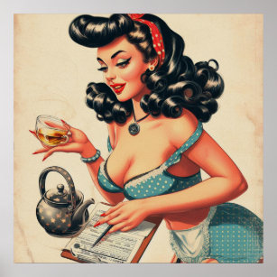 Cute Vintage Pin Up Design Poster