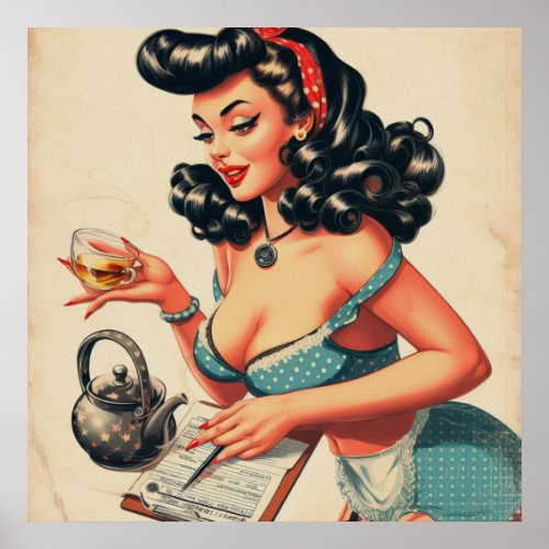 Cute Vintage Pin Up Design Poster