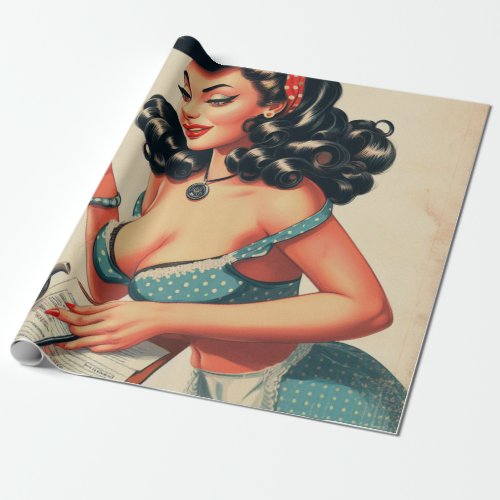 Cute Vintage Pin Up Design Wrapping Paper